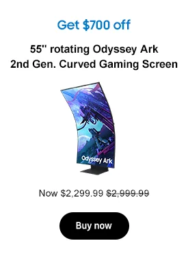 Get $700 off
55in. rotating Odyssey Ark 2nd Gen. Curved Gaming Screen
$2,299.99 $2,999.99
Buy now