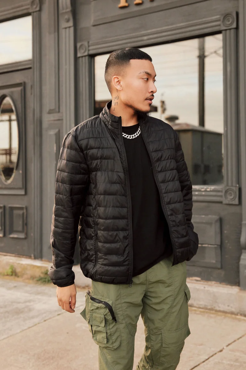 Image of Wesley Packable Puffer Jacket - Black