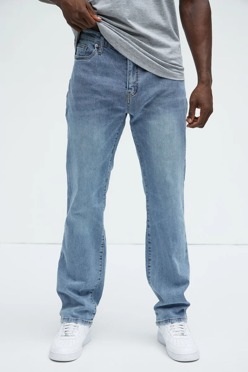 Image of Mike Straight Taper Jeans - Bleach Blue Wash
