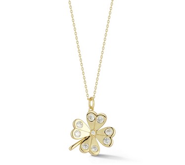Rachel Zoe Accent Four-Leaf Clover Pendant w/ Chain, Sterling