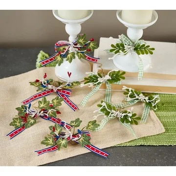 Set of 8 Seasonal Embellishments with Ribbon by Valerie