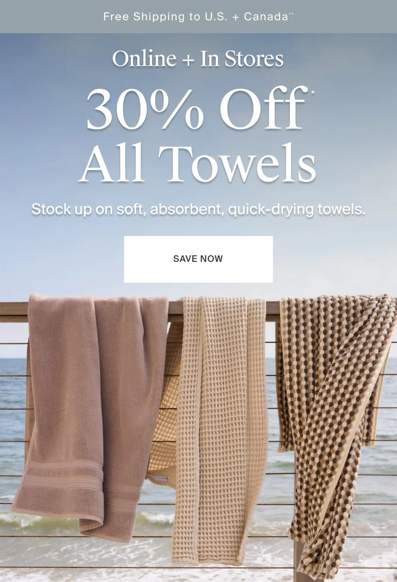 30% Off All Towels | SAVE NOW