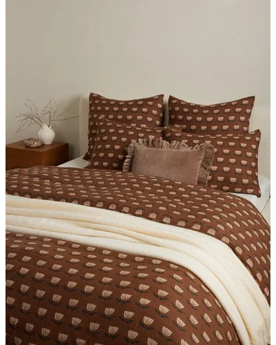 Janna European Flax Linen® Duvet Cover By Sarah Sherman Samuel - Brown / King/Cal King / Duvet Set