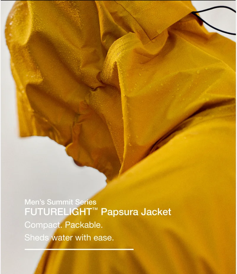 Men's Summit Series FUTURELIGHT™ Papsura Jacket Compact. Packable. Sheds water with ease.
