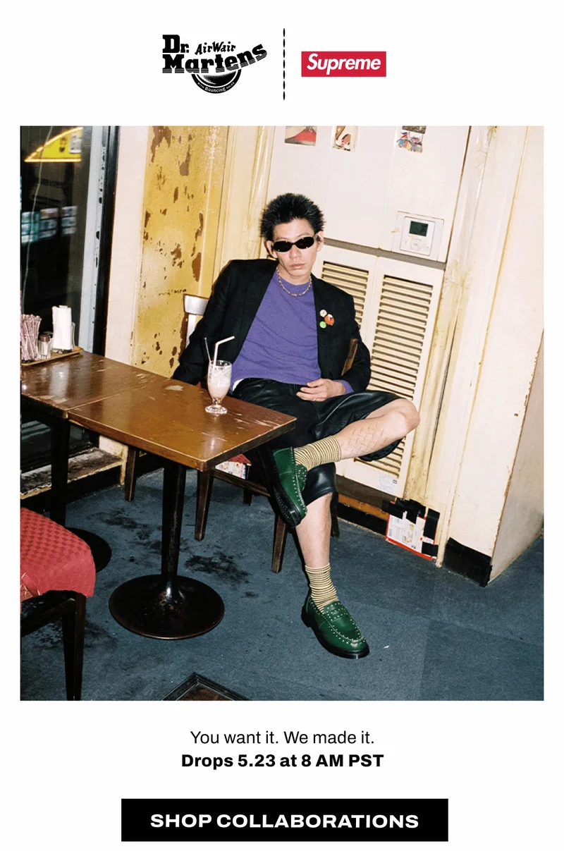 Shop Dr. Martens x Supreme on May 23 8 am PST
