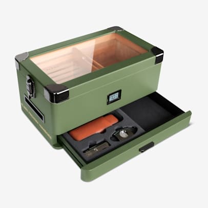 Military Glass Top Humidor