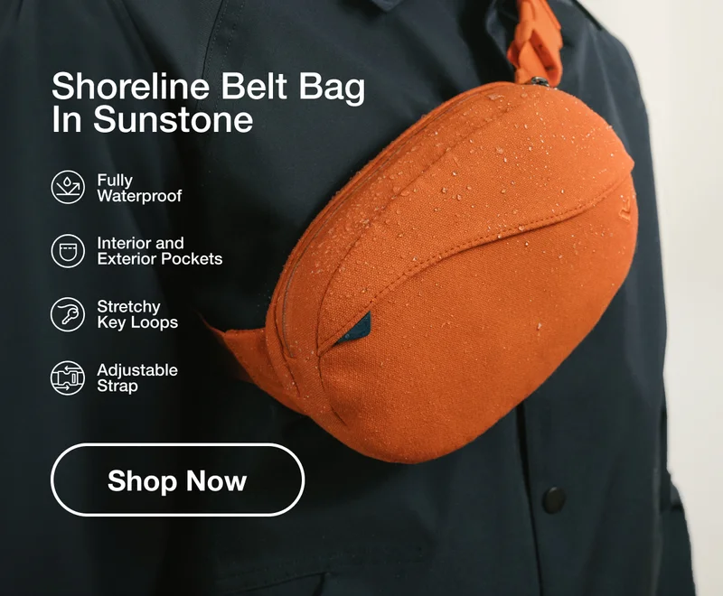 Shoreline Belt Bag In Sunstone. Fully Waterproof, Interior and  Exterior Pockets, Stretchy  Key Loops, Adjustable Strap. Shop Now.