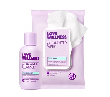 Love Wellness pH Balanced Cleanser 5oz & pH Balanced 40ct Wipes