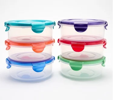 LocknLock Set of (6) 3-Cup Multi-Color Round Canisters
