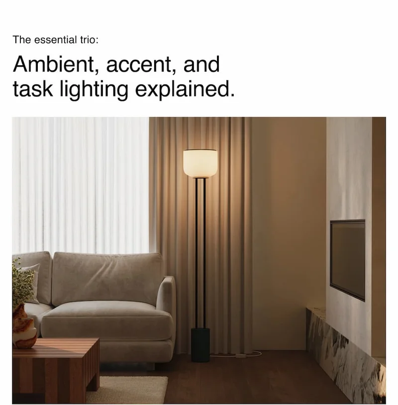 Ambient, accent, and task lighting explained.