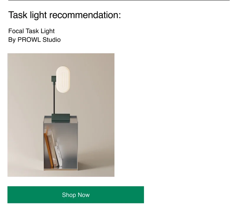 Task light recommendation: Focal Task Light By PROWL Studio