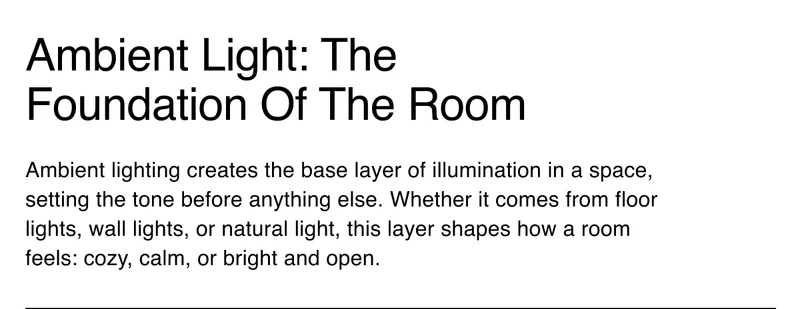 Ambient Light: The Foundation Of The Room