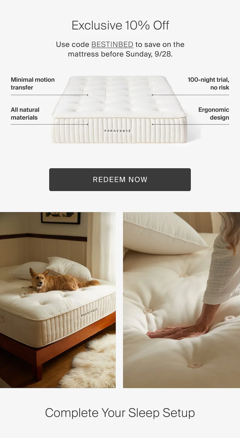 Exclusive 10% off. Use code bestinbed to save on the mattress before Sunday, 9/28.