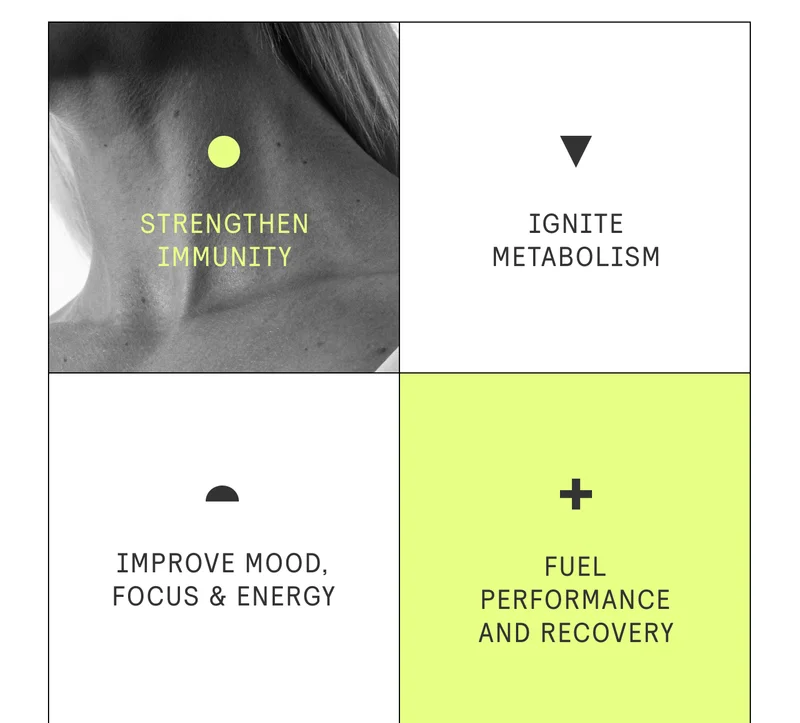 Strengthen Immunity Ignite Metabolism. Improve mood, focus, and energy. Fuel Performance and Recovery