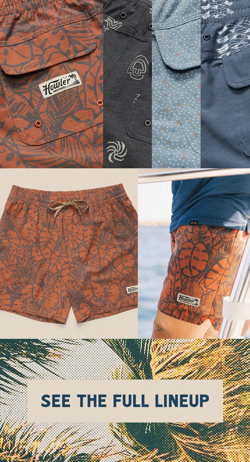 SURF. SWIM. FLOAT. REPEAT. The Deep Set Boardshorts were made for movement, whether you're paddling out or posted up poolside. Lightweight, quick drying, and loaded with just the right amount of stretch, these trunks do it all without doing too much. Available in an array of patterns and prints, there’s a Deep Set for every vibe and every kind of summer day.