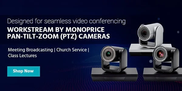 Designed for seamless video conferencing Workstream by Monoprice Pan-Tilt-Zoom (PTZ) Cameras Meeting Broadcasting | Church Service | Class Lectures Meeting Broadcasting | Church Service | Class Lectures Shop Now