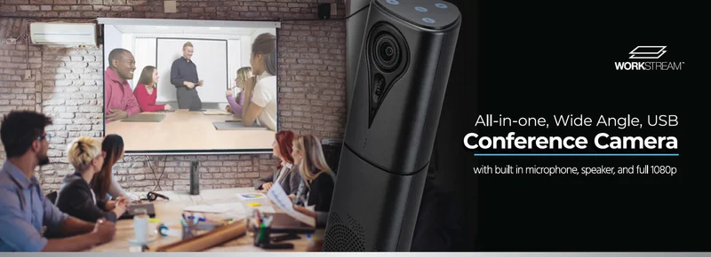 All-in-One Portable Business Meeting Wide Angle USB Video Conference Camera Webcam, Mic, and Speaker, 1080p