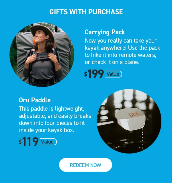 Gifts with Purchase: Oru Carrying Pack and Oru Paddle ($318 Value)