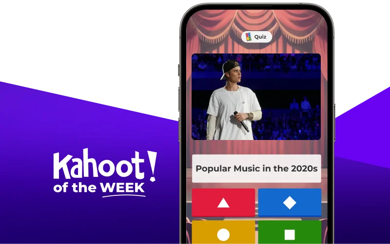 Smartphone displaying a kahoot entitled ''Famous Buildings''