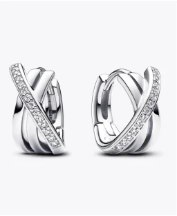Crossover Pavé Hoop Earrings