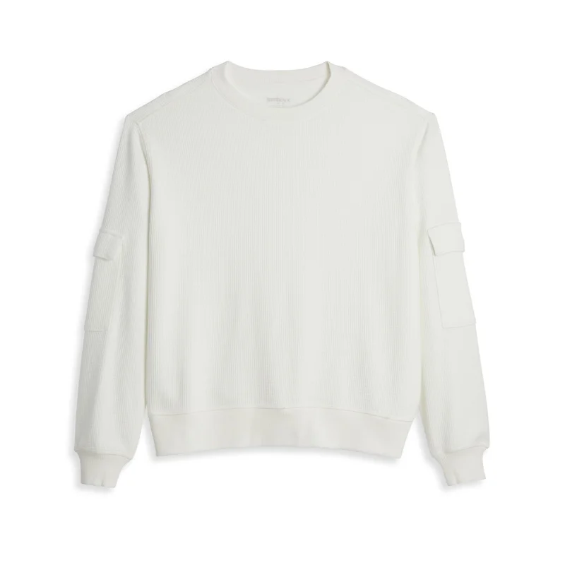Image of Modal Cloud Waffle Long Sleeve Cargo Crew - Natural