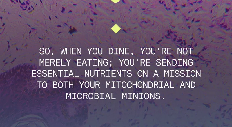So, when you dine, you're not merely eating; you're sending essential nutrients on a mission to both your mitochondrial and microbial minions.