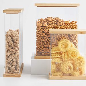 Rectangular Acrylic Kitchen Canister with Bamboo Lid