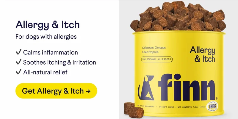 Allergy & Itch. For dogs with allergies. Calms inflammation. Soothes itching & irritation. All-natural relief. Get Allergy & Itch