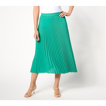 Dennis Basso Regular Woven Pleated Pull-On Skirt