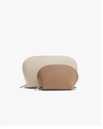 Travel Case Set Ecru/ Cappuccino