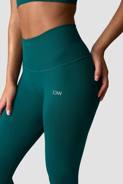 Image of Ribbed Define Seamless Pocket Tights Forest Green