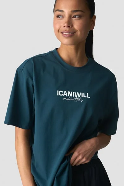 Image of Everyday Cotton T-shirt Print Dark Dusty Teal