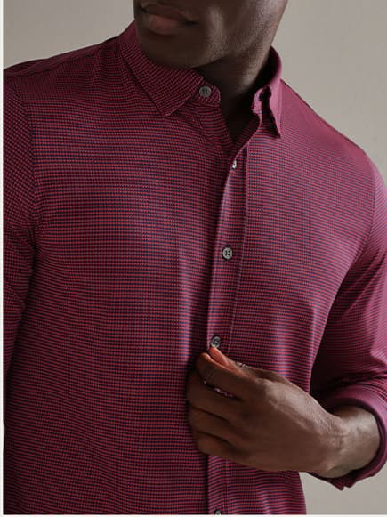 Commuter® Shirt - Slim - Navy/Red Sharkstooth