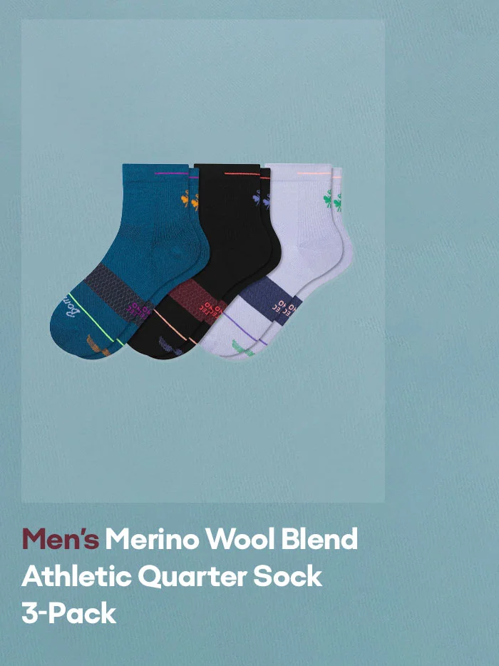 Men's Merino Wool Blend Athletic Quarter Sock 3-Pack