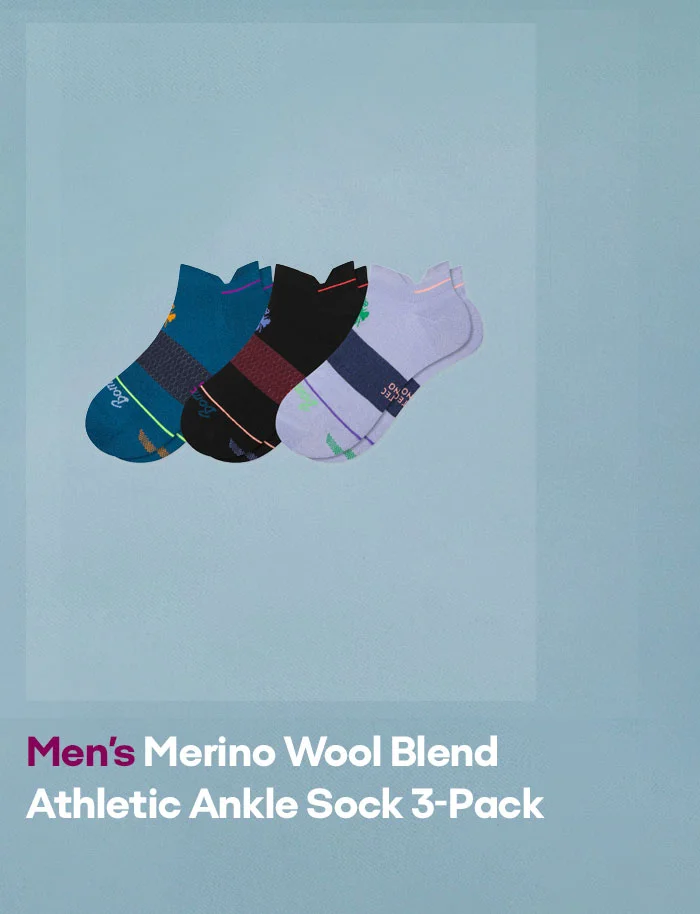 Men's Merino Wool Blend Athletic Ankle Sock 3-Pack