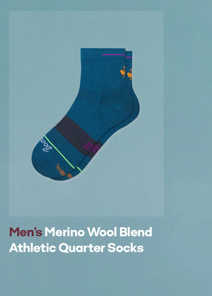 Men's Merino Wool Blend Athletic Quarter Socks