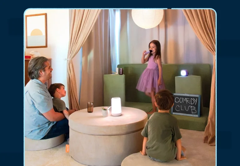 A child hosts a comedy club night on their Bamboo Nugget and Dunebuggy Chunk