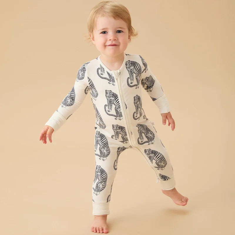 Image of MORI x Desmond & Dempsey Tiger Clever Zip Snug Fit Pajamas