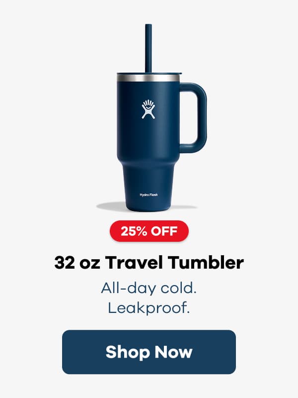 25% OFF 32 oz Travel Tumbler. All-day cold. Leakproof. | Shop Now