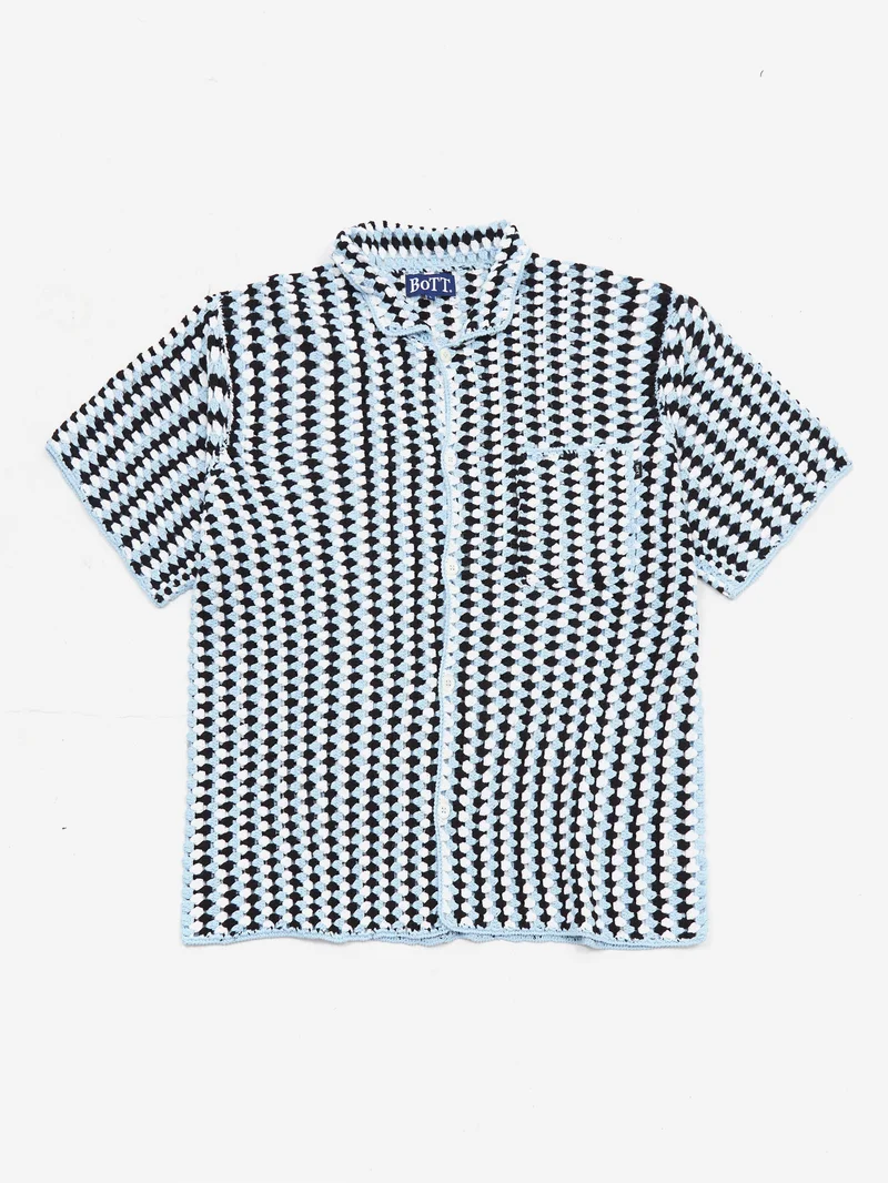 Image of BoTT Cotton Crochet Short Sleeve Shirt - Blue