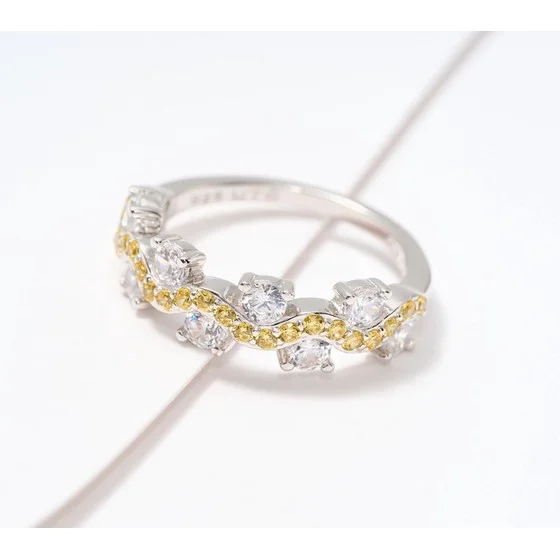 Diamonique x Kathy Levine 5th Avenue Wave Ring, Sterling Silver