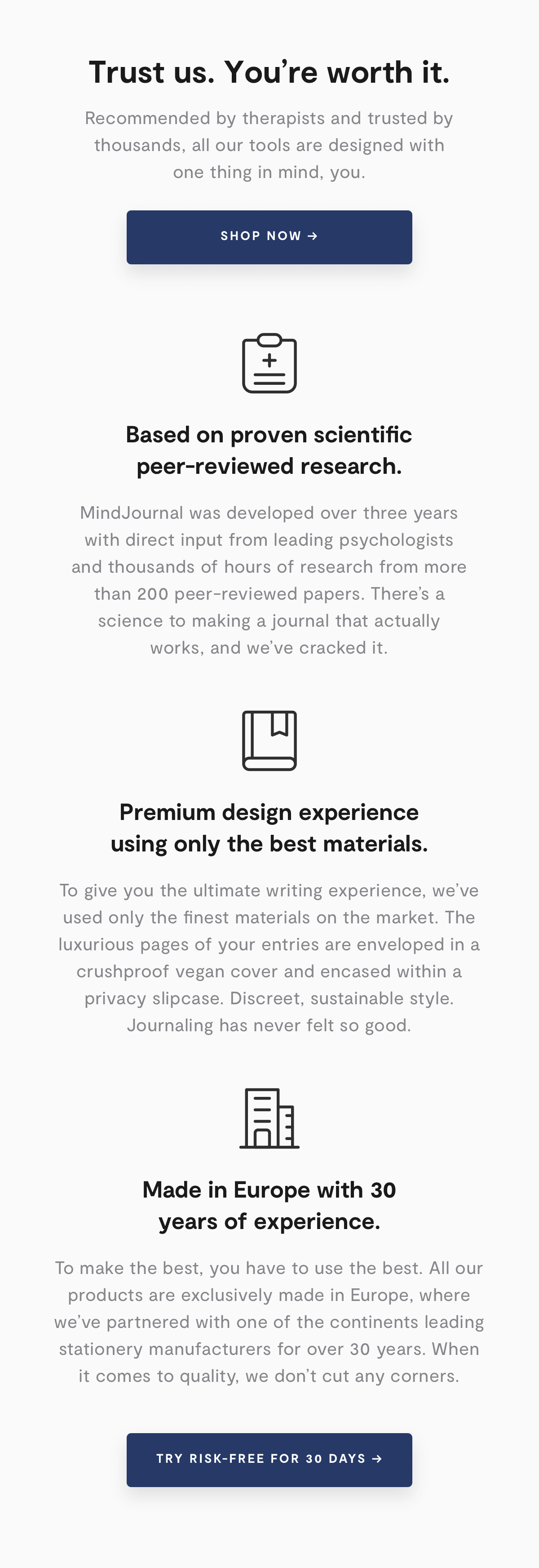 Try MindJournal Risk Free For 30 Days