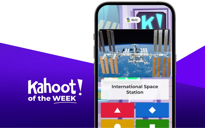 iPhone displaying a kahoot entitled ''International Space Station''