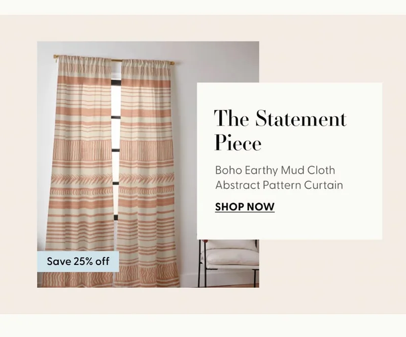 Boho Earthy Mud Cloth Abstract Pattern Curtain