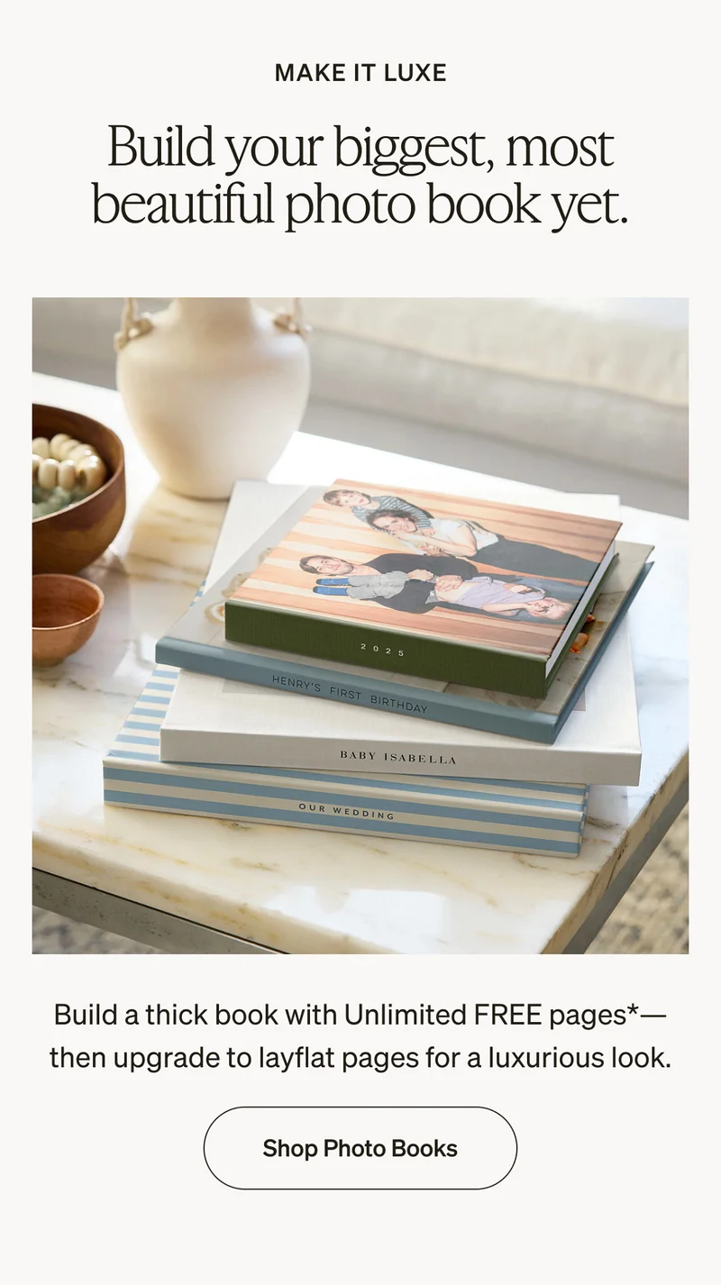 Unlimited Free Pages + 40% Off Photo Books