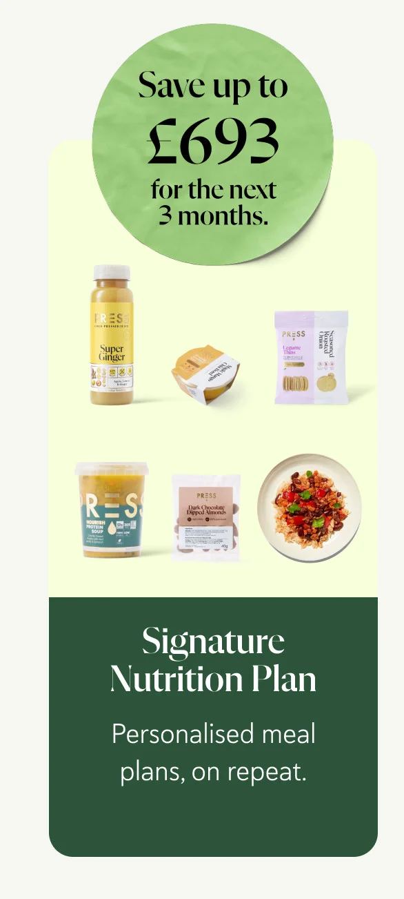 Signature Nutrition Plan  Personalised meal plans, on repeat. Save up to £693 over the next 3 months.