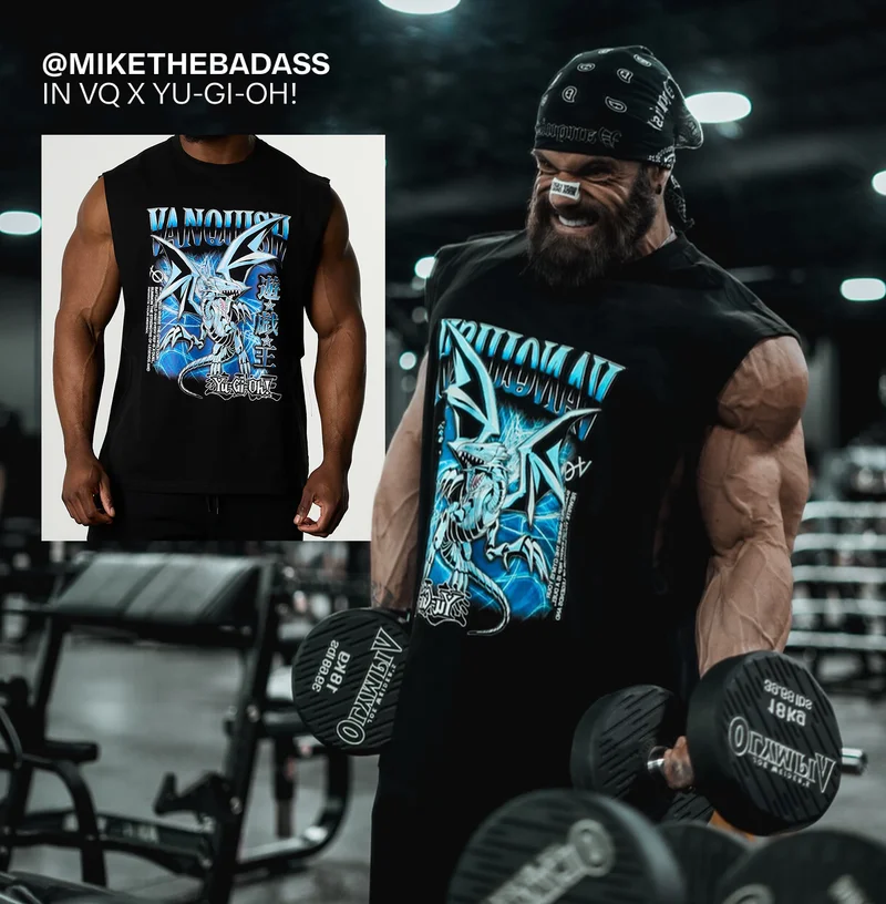 YU-GI-OH! BLUE EYES WHITE DRAGON BLACK BOXY SLEEVELESS T SHIRT