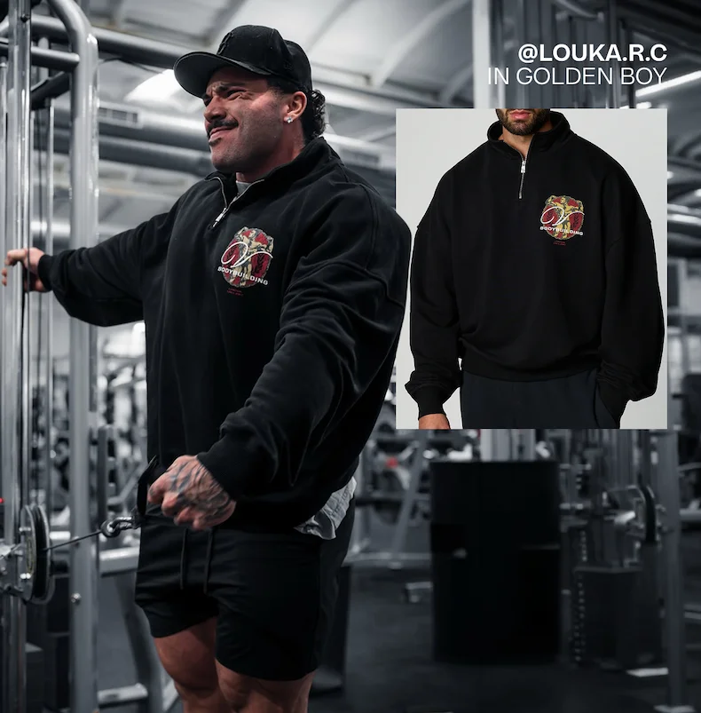 GOLDEN BOY BLACK OVERSIZED 1/4 ZIP SWEATER
