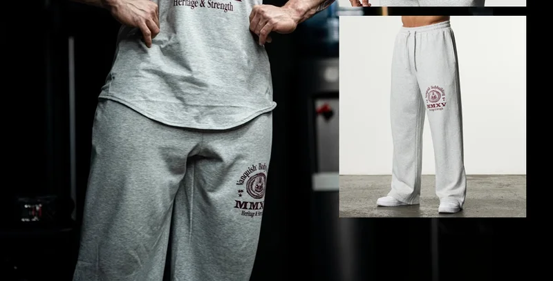 HERITAGE AND STRENGTH GREY STRAIGHT LEG SWEATPANTS