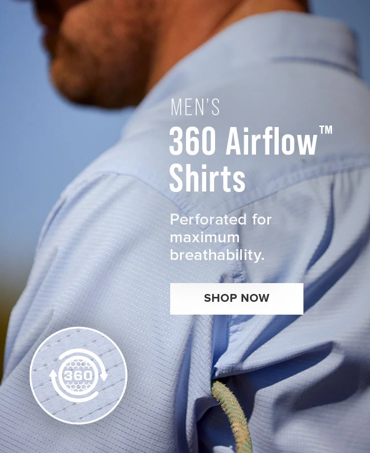 Men's 360 Airflow Shirts. Perforated for maximum breathability.
